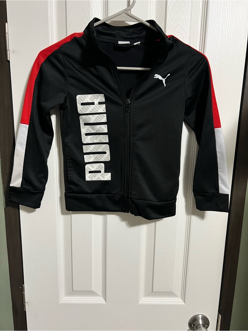 Puma Black, Red & White Kids Zip-Up Athletic Jacket